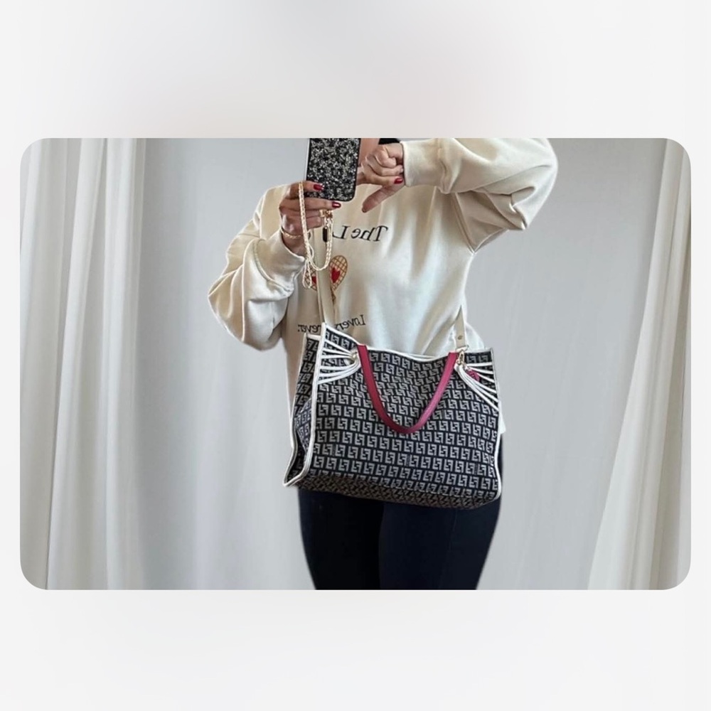 Fendi Black and Pink Patterned Tote